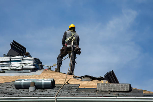 Professional Gutter Installation technician working in West Mystic, CT